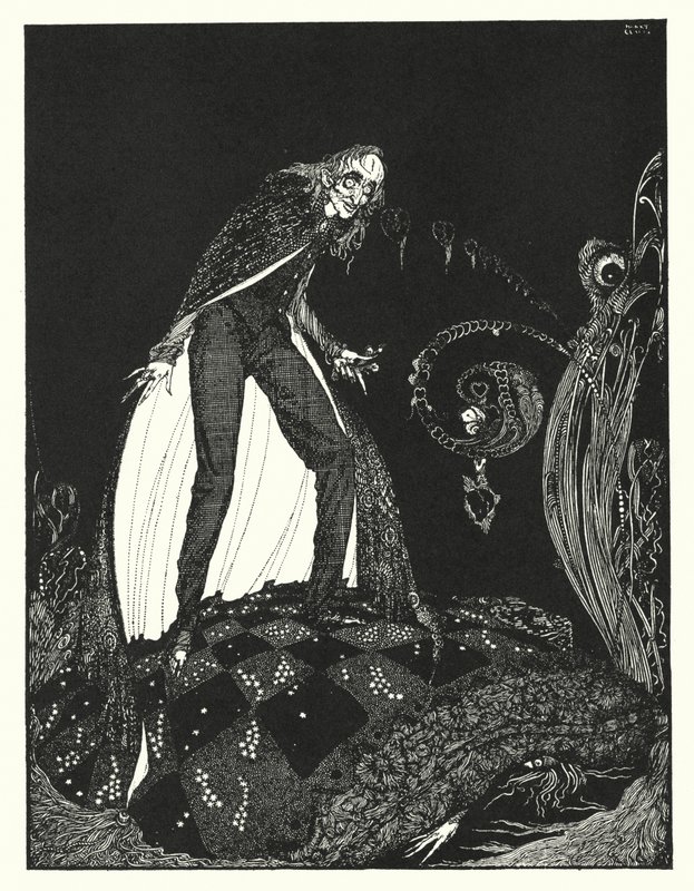 Edgar Allan Poe: Kertova sydän (litografia) tekijältä Harry Clarke