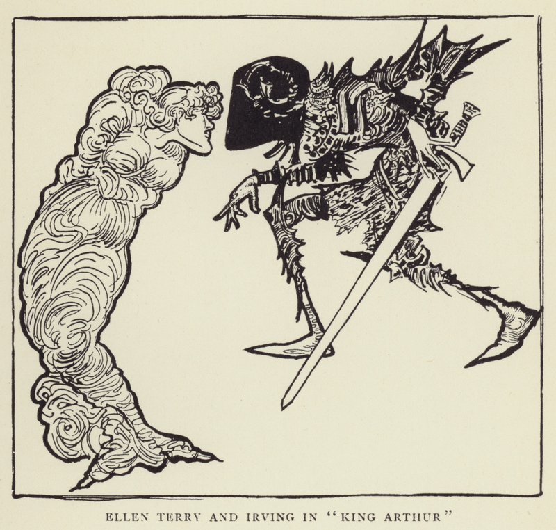 Ellen Terry ja Irving King Arthurissa tekijältä Harry Furniss
