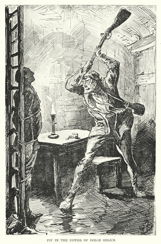 Charles Dickensin kuvitus suurille odotuksille (litho) tekijältä Harry Furniss