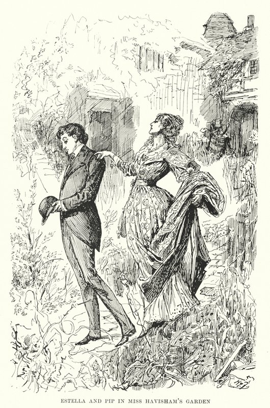 Charles Dickensin kuvitus suurille odotuksille (litho) tekijältä Harry Furniss