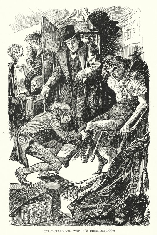 Charles Dickensin kuvitus suurille odotuksille (litho) tekijältä Harry Furniss