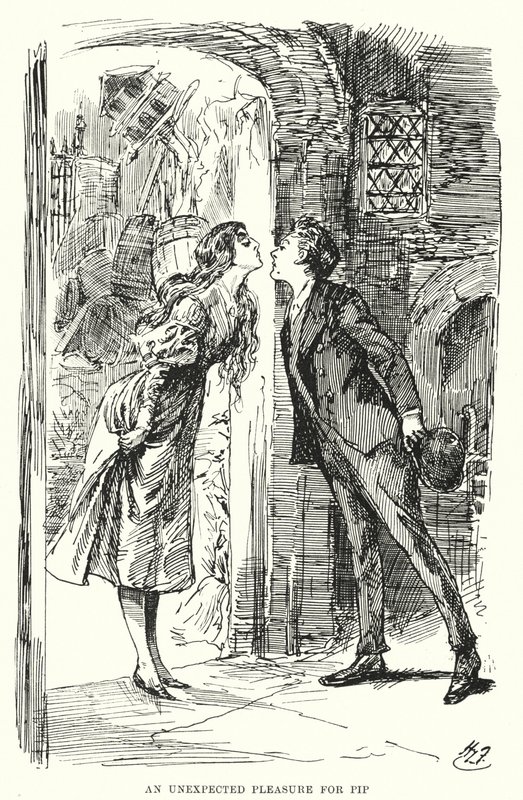 Charles Dickensin kuvitus suurille odotuksille (litho) tekijältä Harry Furniss