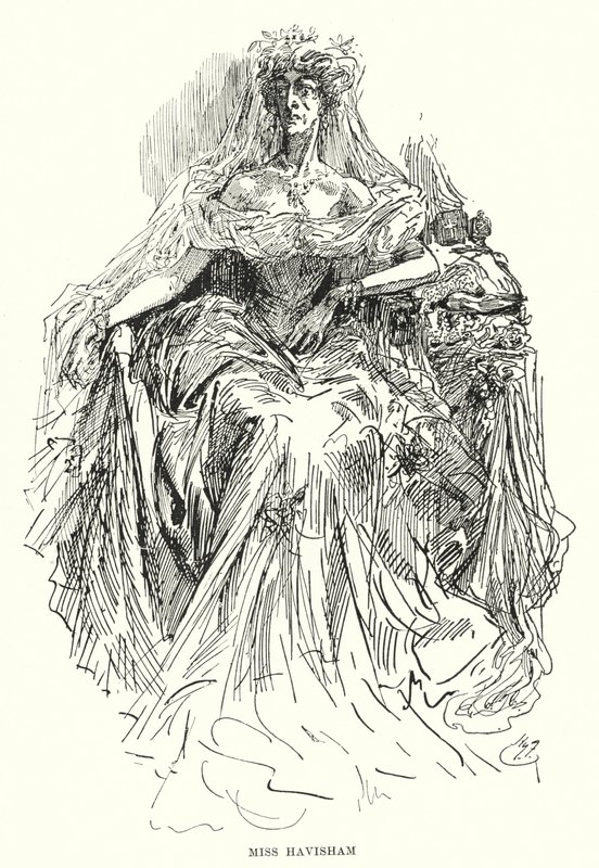 Charles Dickensin kuvitus suurille odotuksille (litho) tekijältä Harry Furniss