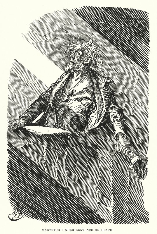 Charles Dickensin kuvitus suurille odotuksille (litho) tekijältä Harry Furniss
