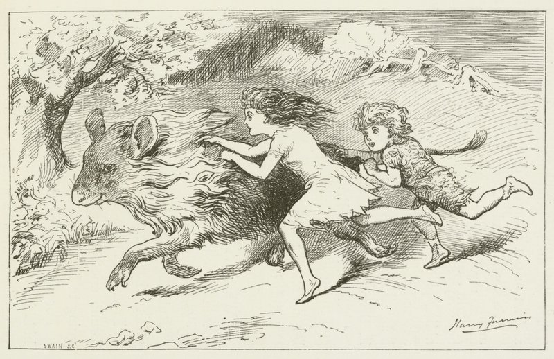 Lewis Carrollin kuvitus Sylvielle ja Brunolle tekijältä Harry Furniss