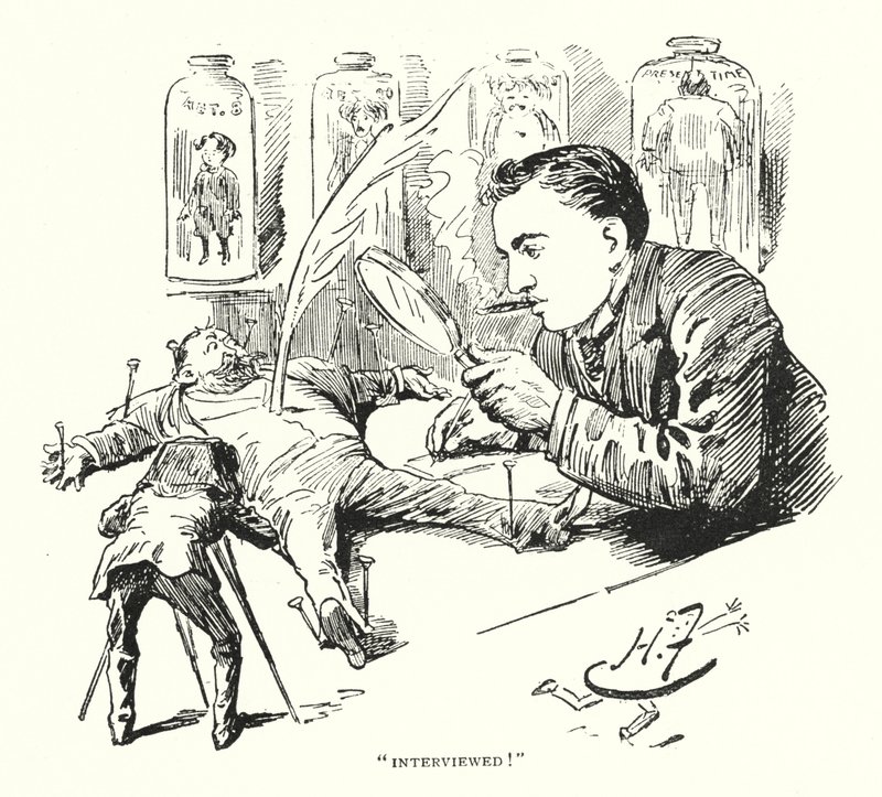 "Haastateltu!" (litografia) tekijältä Harry Furniss