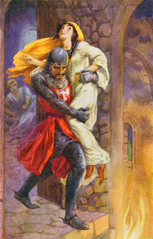 "Hän tarttui häneen ja vei hänet ulos asunnosta" (väriliitoskuva) tekijältä Harry George Theaker