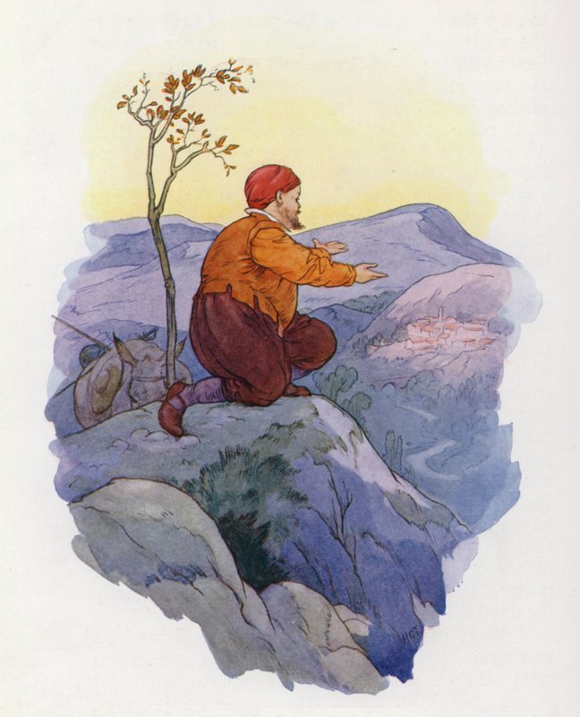 Don Quijoten kuvitus (värilitro) tekijältä Harry George Theaker