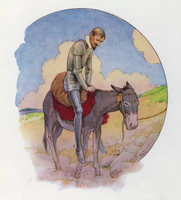 Don Quijoten kuvitus (värilitro) tekijältä Harry George Theaker
