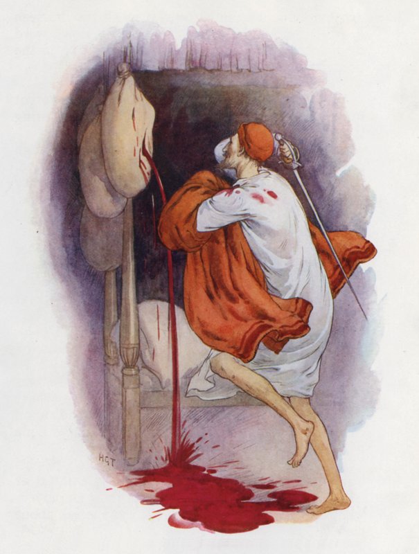 Don Quijoten kuvitus (värilitro) tekijältä Harry George Theaker