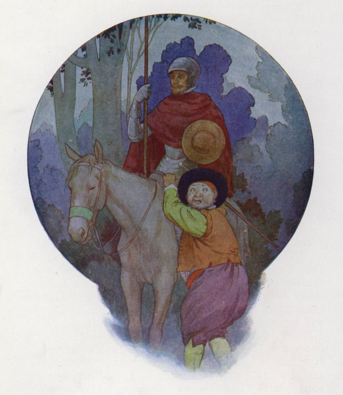 Don Quijoten kuvitus (värilitro) tekijältä Harry George Theaker
