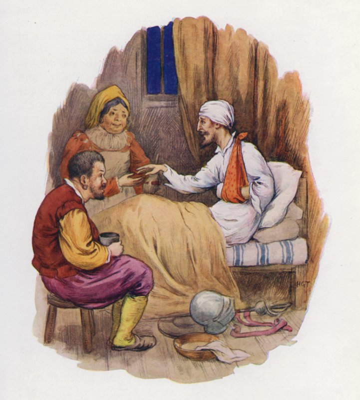 Don Quijoten kuvitus (värilitro) tekijältä Harry George Theaker