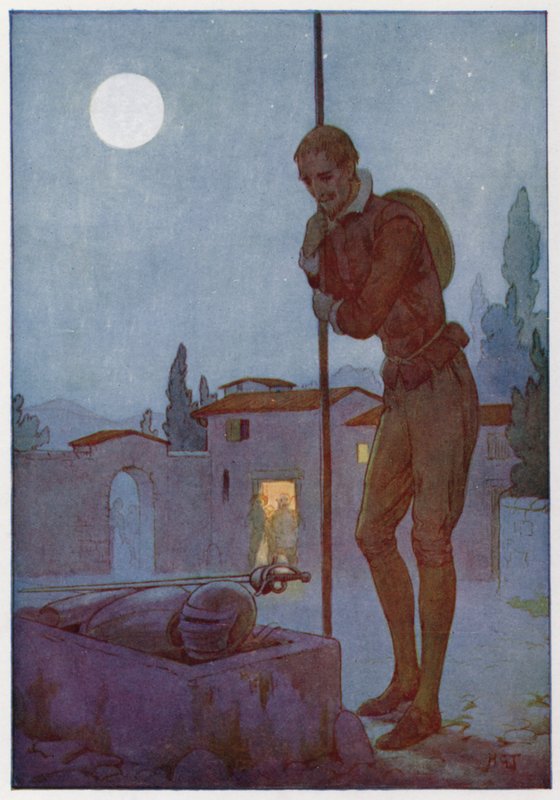 Don Quijoten kuvitus (värilitro) tekijältä Harry George Theaker