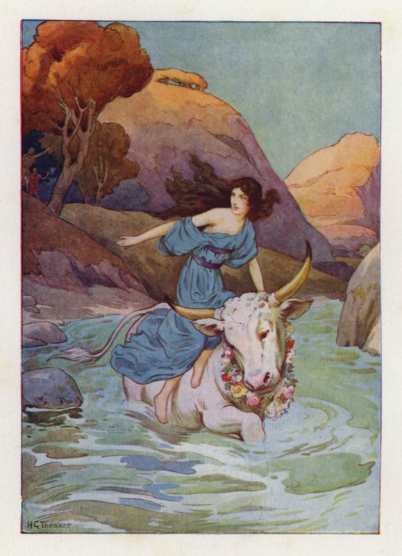 Jupiter syöksyi mereen ja ui pois (väriliitossa). tekijältä Harry George Theaker