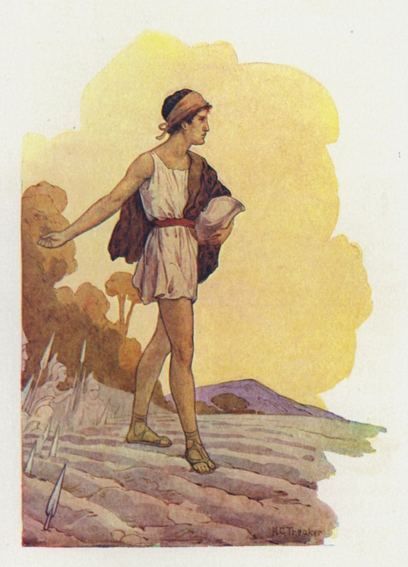 Jason kylvi lohikäärmeen hampaat (värilitografia) tekijältä Harry George Theaker