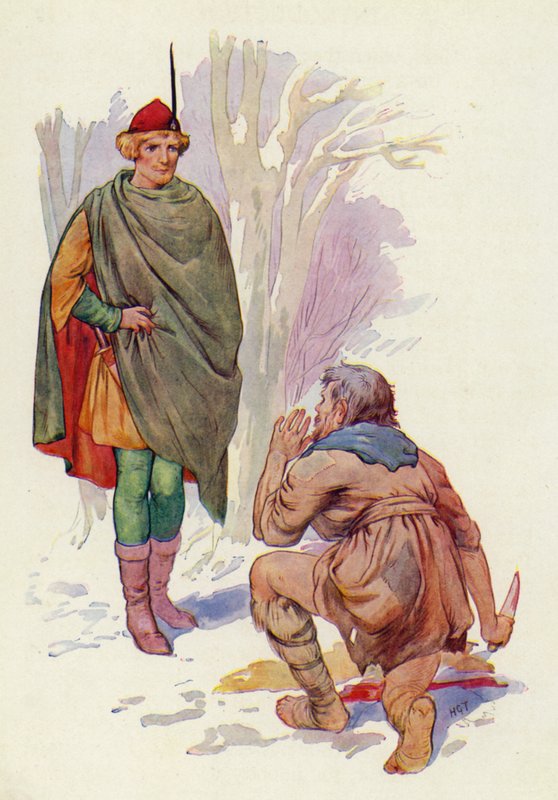 Sebald kohtasi hänet veitsi pystyssä ja kauhu laihoilla kasvoillaan (värilitra). tekijältä Harry George Theaker