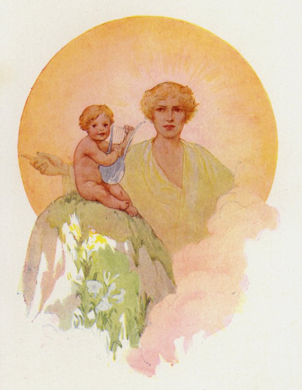 Ihana vauva iski hopeanaruihin (värilitografia) tekijältä Harry George Theaker