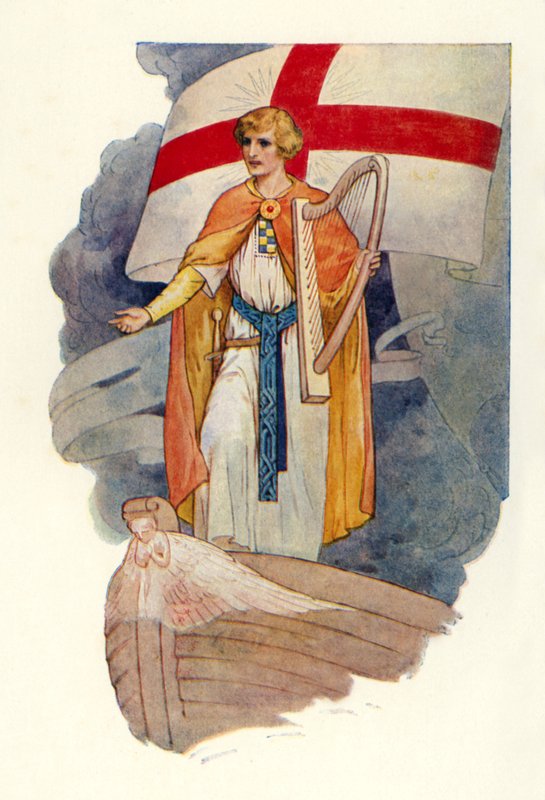 Ristin alla seisoi mies katsellen (värilitografia). tekijältä Harry George Theaker