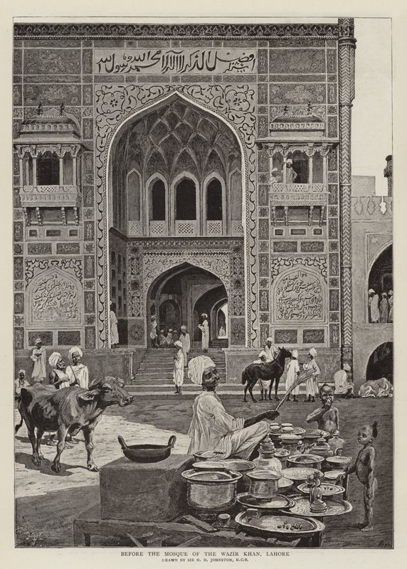 Ennen Wazir Khanin moskeijaa, Lahore tekijältä Harry Hamilton Johnston