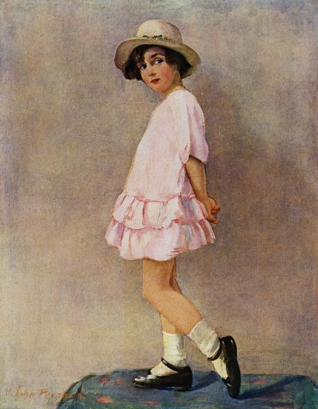"Teenkö minä?" - nuori tyttö valmistautuu ulos (väri litho) tekijältä Harry J. Pearson