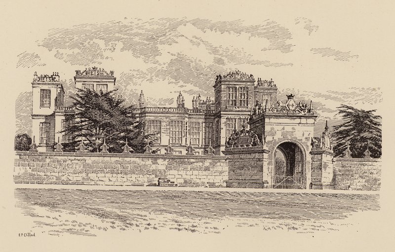 Hardwick Hall, Derbyshire (väri litho) tekijältä Harry Percy Clifford