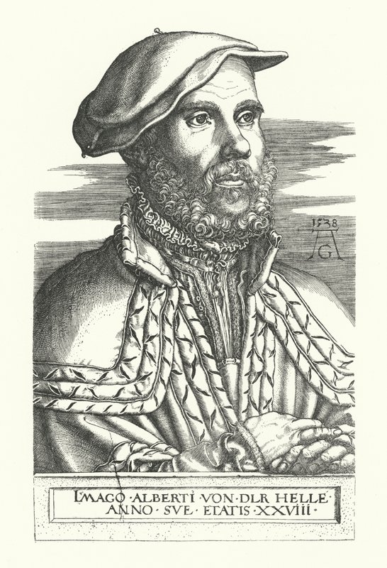 Albert van der Hellen muotokuva (kaiverrus) tekijältä Heinrich (after) Aldegrever
