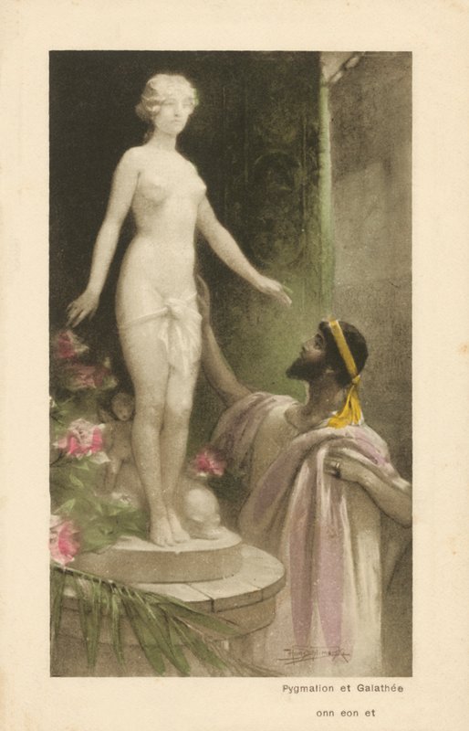 Pygmalion ja Galatea (värilitografia) tekijältä Heinrich Hans Schlimarski