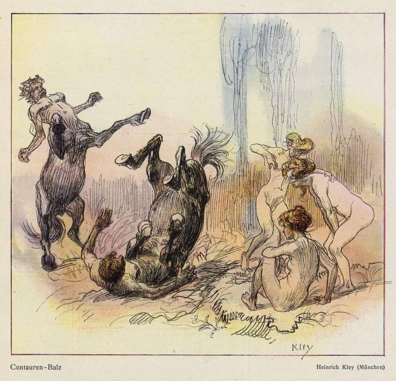 Kentaurien seurustelunäytös tekijältä Heinrich Kley