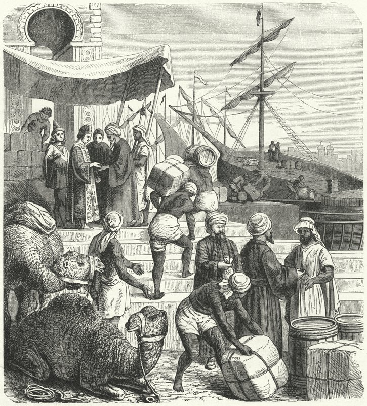 Arabikauppiaat (kaiverrus) tekijältä Heinrich Leutemann