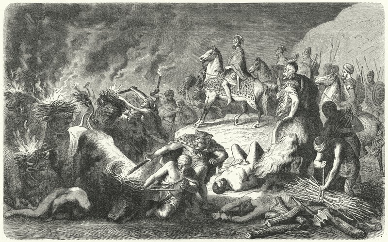 Hannibal Casilinumin piirityksessä, 216-215 eKr. (kaiverrus) tekijältä Heinrich Leutemann