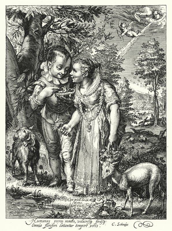 Kevät (kaiverrus) tekijältä Hendrik (after) Goltzius