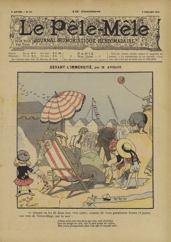 Limmensiitin edessä. Le Pele-Mele -lehden kuvitus, 1901. tekijältä Henri Avelot