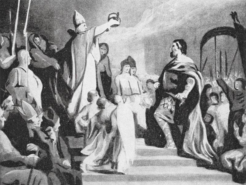Kaarle Suuren kruunaaminen (litografia) tekijältä Henri Leopold (after) Levy