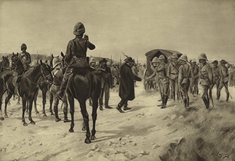 Piet Cronjen antautuminen Paardebergissä, 1900 (kaiverrus) tekijältä Henri Louis Dupray