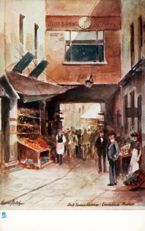 Vanha Lontoo: Ship Tavern Passage, Leadenhall Market (värilitro). tekijältä Henrie Pitcher