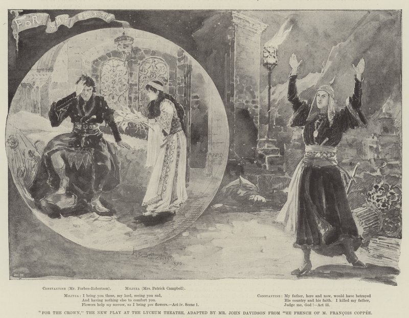 For the Crown, Lyceum Theatren uusi näytelmä, jonka on sovittanut John Davidson M Francois Coppeen ranskasta tekijältä Henry Charles Seppings Wright