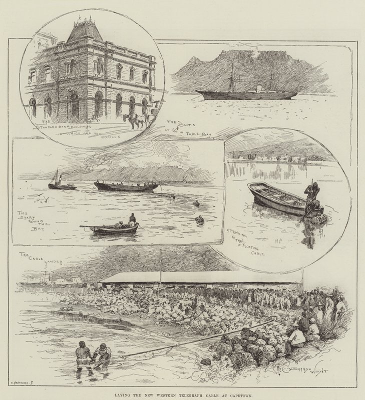 Uuden Western Telegraph -kaapelin laskeminen Kapkaupungissa tekijältä Henry Charles Seppings Wright