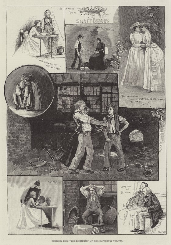 Sketsejä The Middlemanista Shaftesbury Theatressa tekijältä Henry Charles Seppings Wright