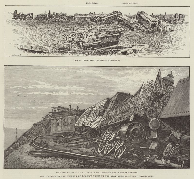 Onnettomuus Venäjän keisarin junassa Azovin rautateillä tekijältä Henry Charles Seppings Wright