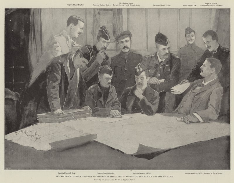Ashanti-retkikunta, Sierra Leonen upseerineuvosto, maaliskuun linjaa koskevan kartan kuuleminen tekijältä Henry Charles Seppings Wright
