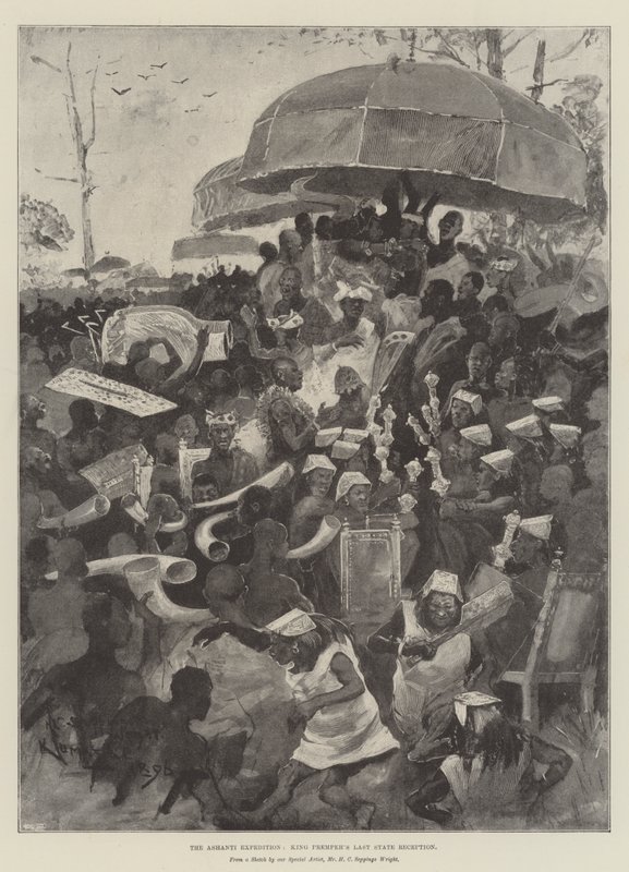 Ashanti-retkikunta, kuningas Prempehin viimeinen osavaltion vastaanotto tekijältä Henry Charles Seppings Wright
