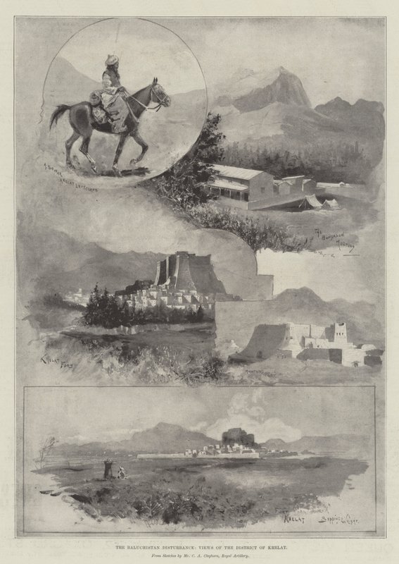 Baluchistanin häiriö, näkymät Khelatin alueelle tekijältä Henry Charles Seppings Wright