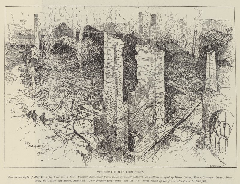 Suuri tulipalo Bermondseyssa tekijältä Henry Charles Seppings Wright