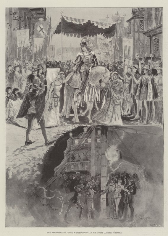 Dick Whittingtonin pantomiimi Royal Adelphi -teatterissa tekijältä Henry Charles Seppings Wright
