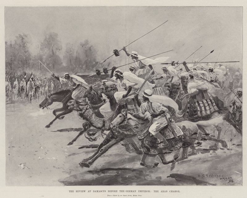 Katsaus Damaskoksessa ennen Saksan keisaria, arabien hyökkäys tekijältä Henry Charles Seppings Wright