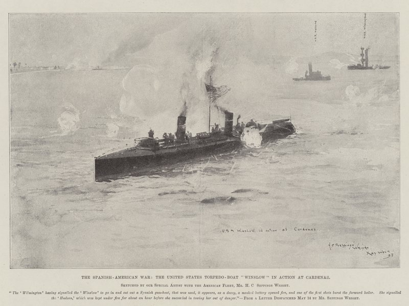 Espanjan ja Amerikan sota, Yhdysvaltojen torpedovene Winslow toiminnassa Cardenasissa tekijältä Henry Charles Seppings Wright