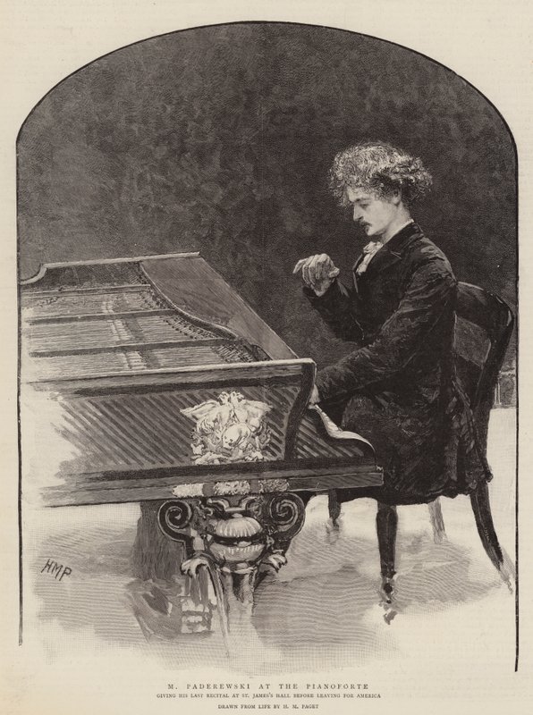 M Paderewski pianofonilla tekijältä Henry Marriott Paget