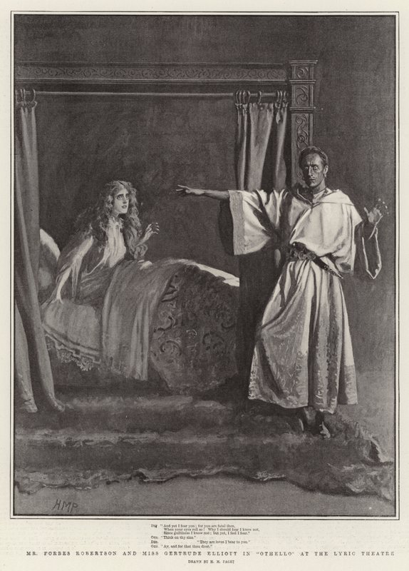 Mr Forbes Robertson ja neiti Gertrude Elliott Othellossa Lyric Theatressa tekijältä Henry Marriott Paget