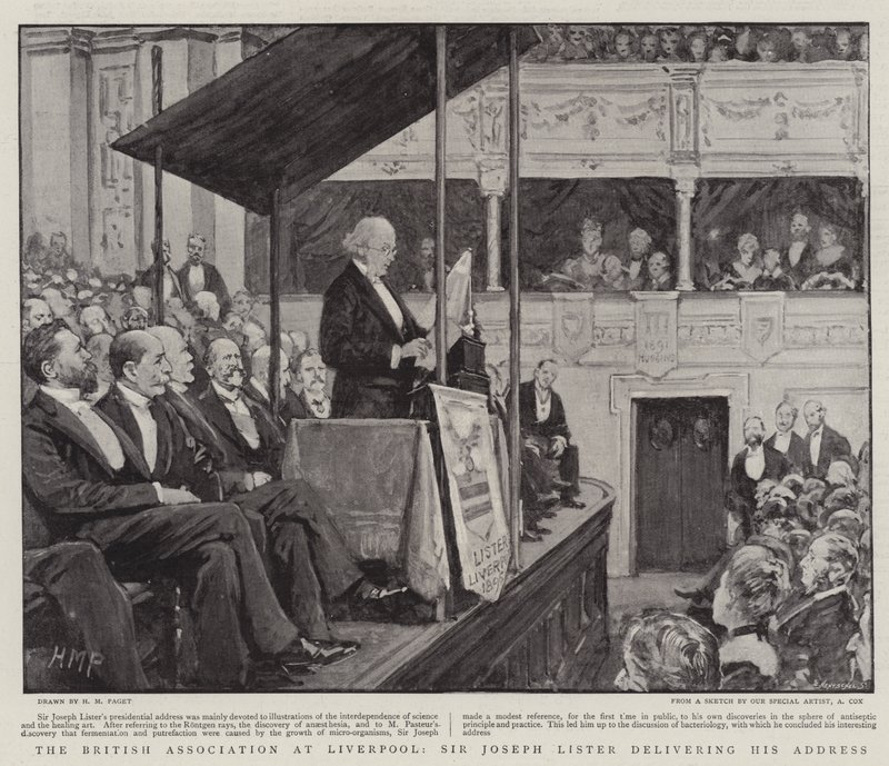 British Association Liverpoolissa, Sir Joseph Lister pitää puheensa tekijältä Henry Marriott Paget