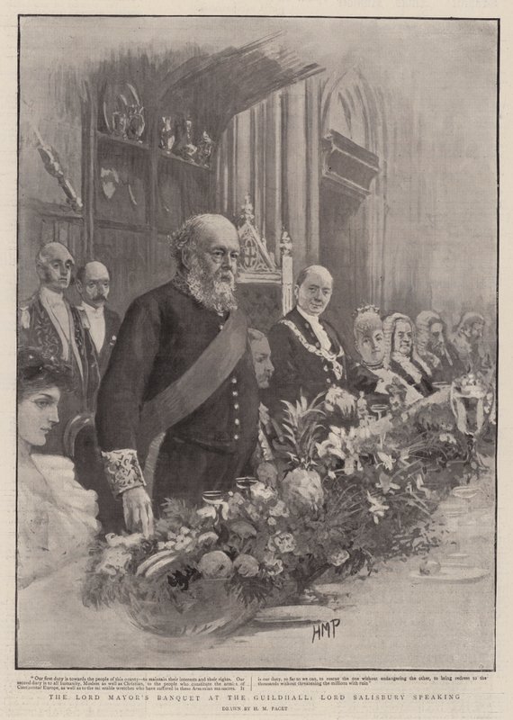 Lord Mayorin juhlat Guildhallissa, Lord Salisbury puhuu tekijältä Henry Marriott Paget